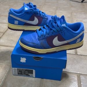 Blue and Purple Sneakers with White Swoosh